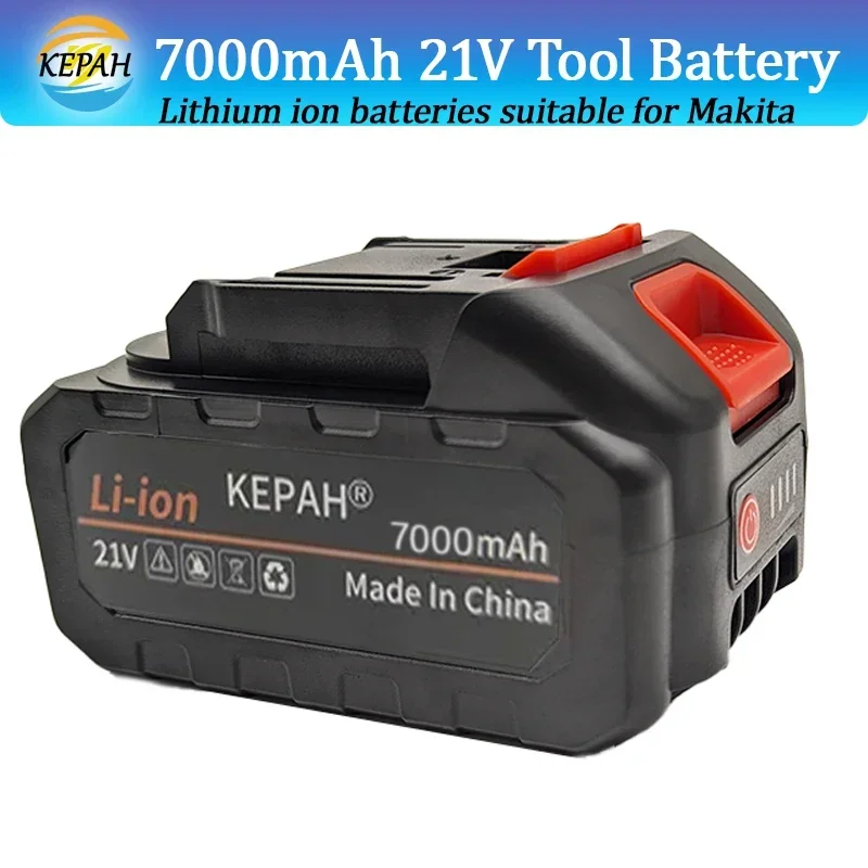 

Литий-ионная аккумуляторная батарея 21 В, 7000 мАч с индикатором заряда, подходит для аккумулятора электроинструмента Makita BL1830 BL1840 BL1850