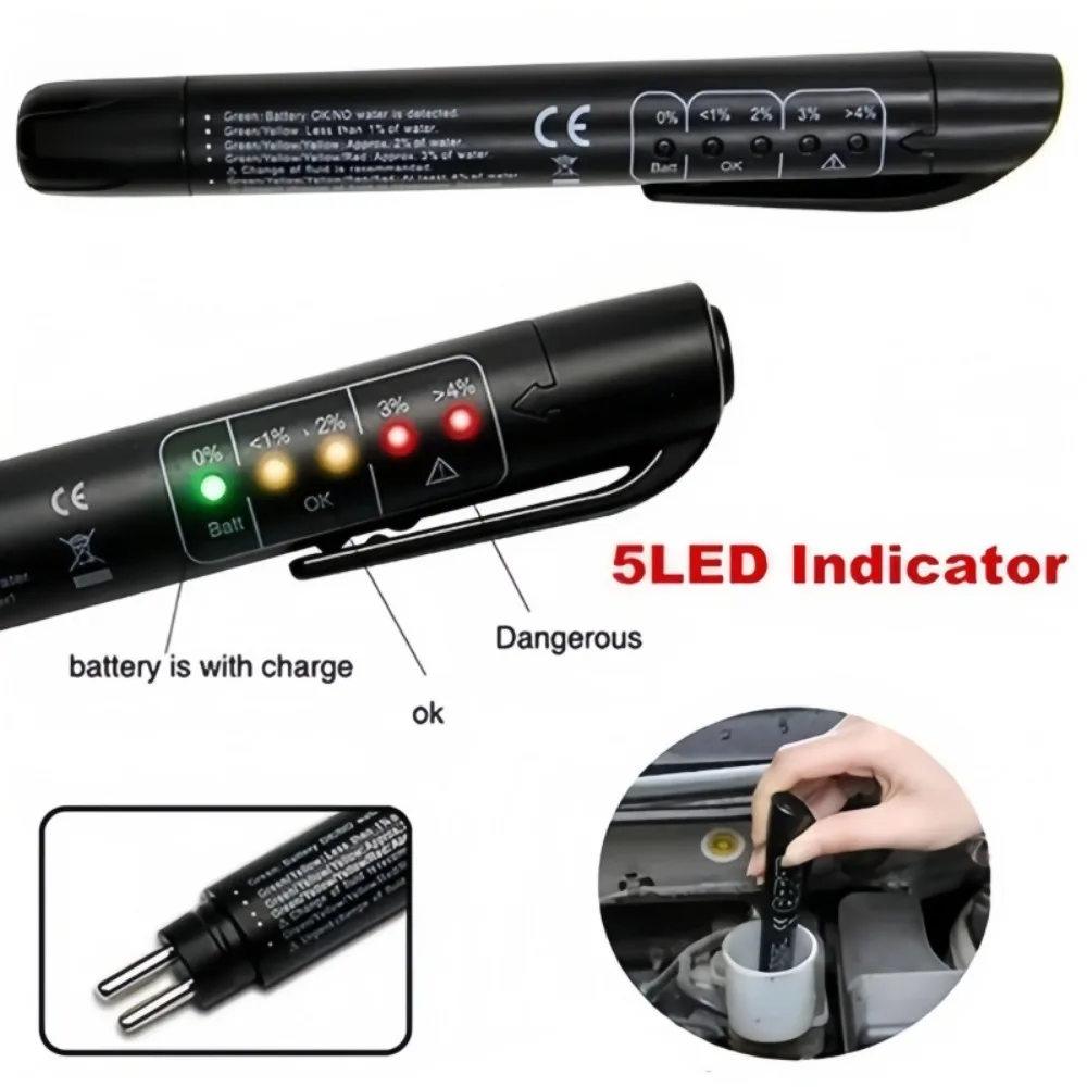 Universal Brake Fluid Tester Precise Oil Quality Diagnosis LED Indicator Testing Pen Automotive Brake Fluid Digital Testing Tool