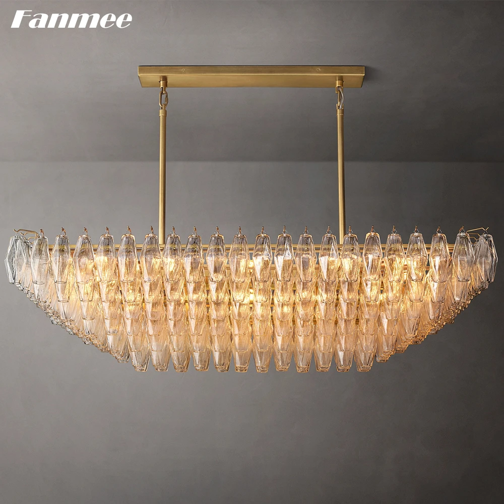 Chandelier for Dining Room Modern Chiara Rectangular Chandelier Lighting Luxury Kitchen Polyhedron Glass Hanging Light Fixture