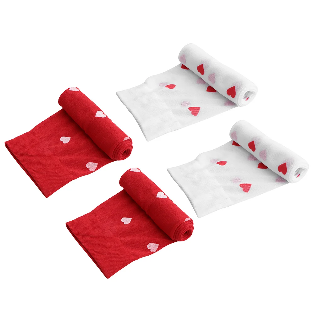 

2 Pairs Love Stockings Valentine's Day Long Socks Heart Printed Pattern Leg Women for