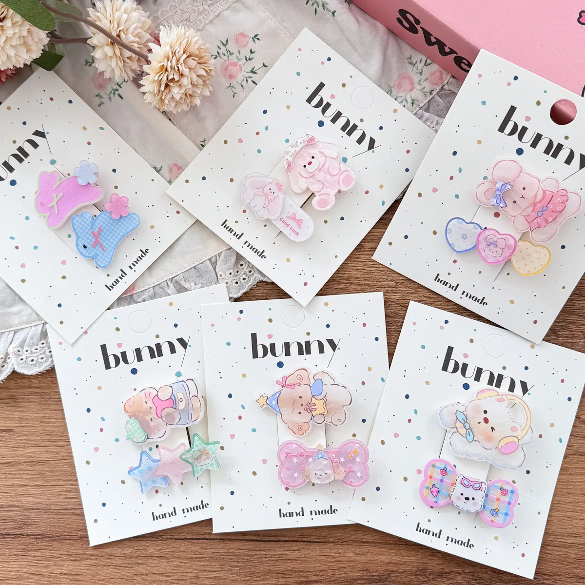 

2pcs/set Acrylic Kids Hair Clips Cartoon Rabbit Hairpins Baby Girls Cute BB Clips Hairgrips Children's Headwear Hair Accessories