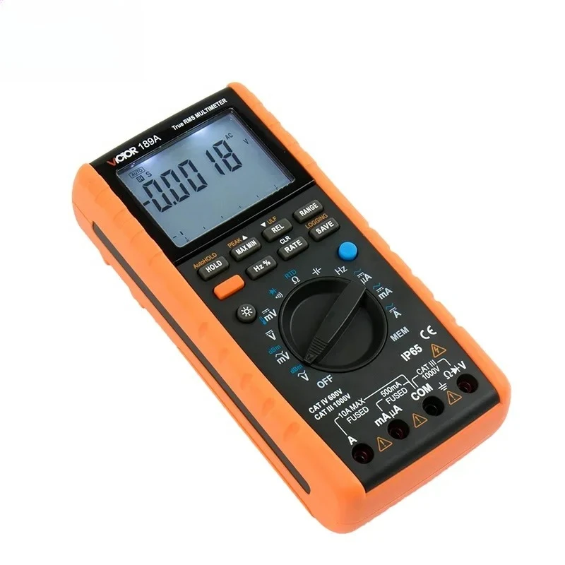 VICTOR 189A Multimetro digitale a vero RMS Gamma automatica/manuale AC DC 1000V 10A con termocoppia RTD Misuratore dBm