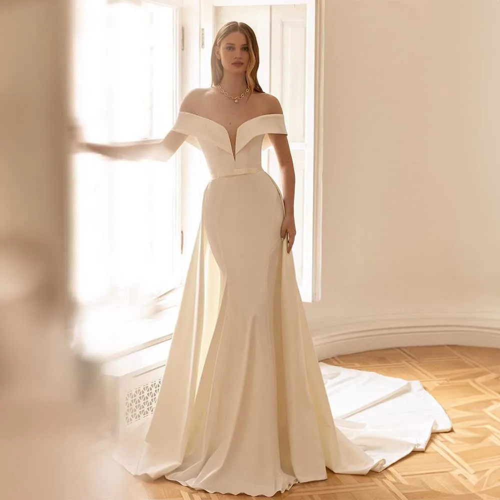 Robe de Mariée Plissée en Satin, Sirène Sexy, Parfaite, pour les Patients