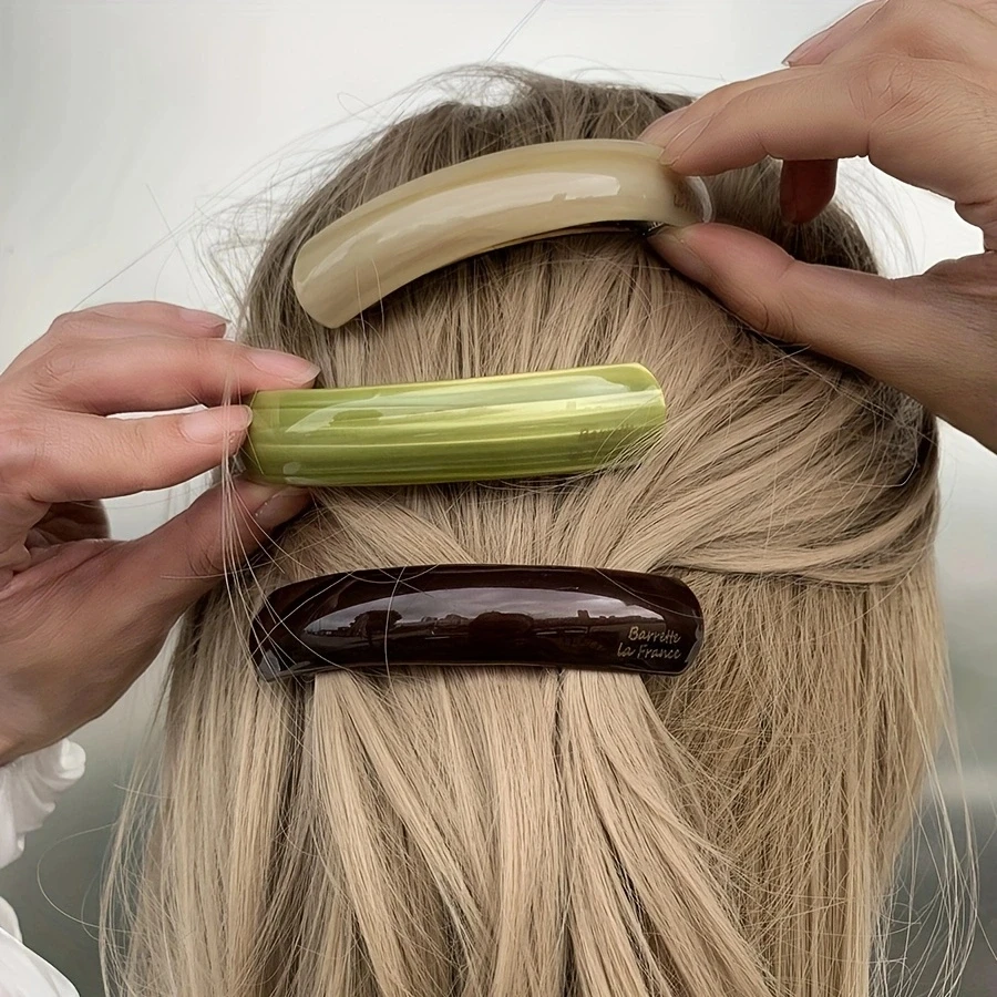 New Elegant Acetate Hair Clips Simple Geometric Solid Color Barrettes Hairpin Women Hair Accessories
