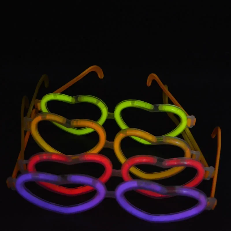 20 sets Festive DIY Luminous Heart Eye Glasses Fluorescent Wear Glow Stick Party Supplies  Adult Kids Birthday Halloween view 4
