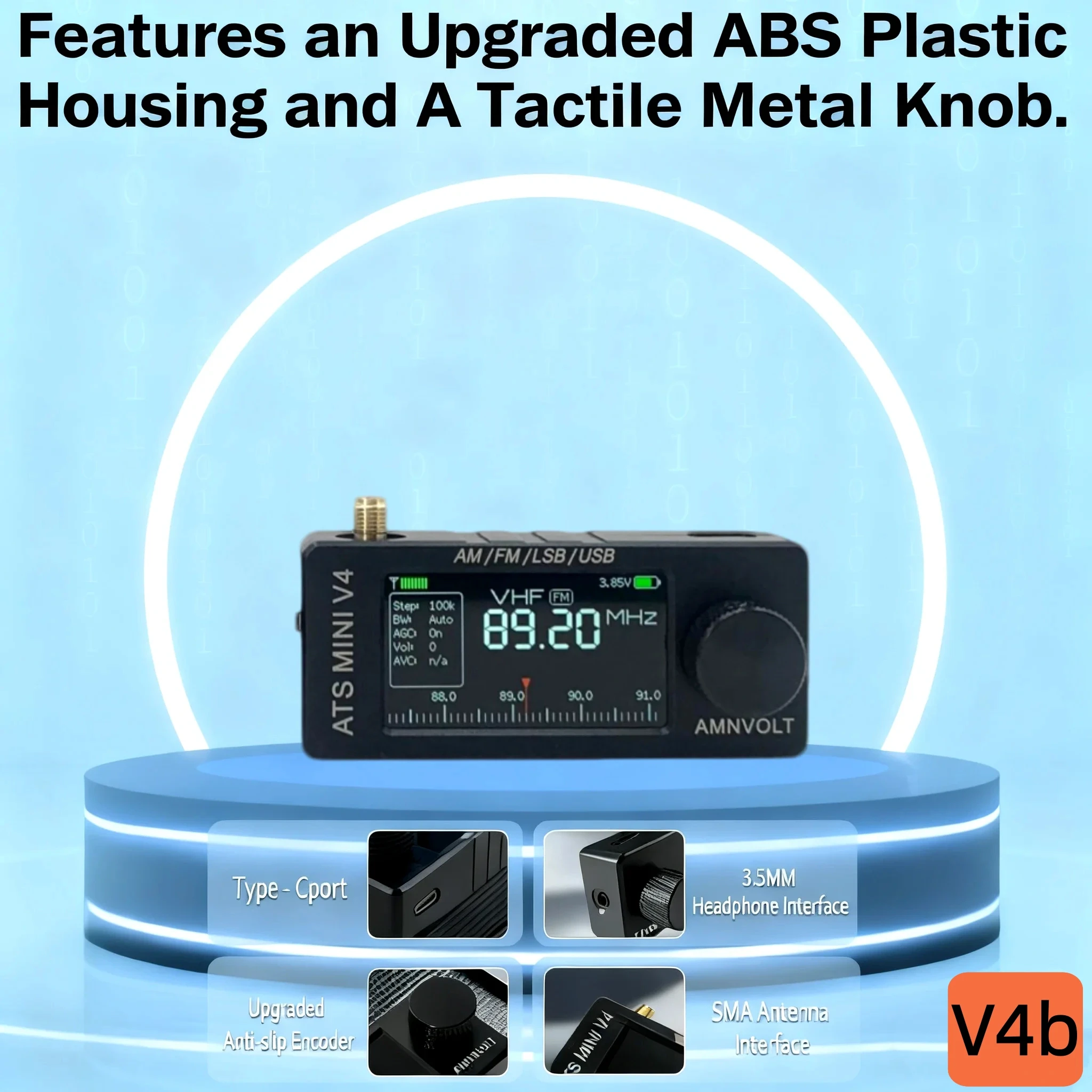 Metal Shell AMNVOLT V4B ATS MINI SI4732 DSP Radio All Band FM AM