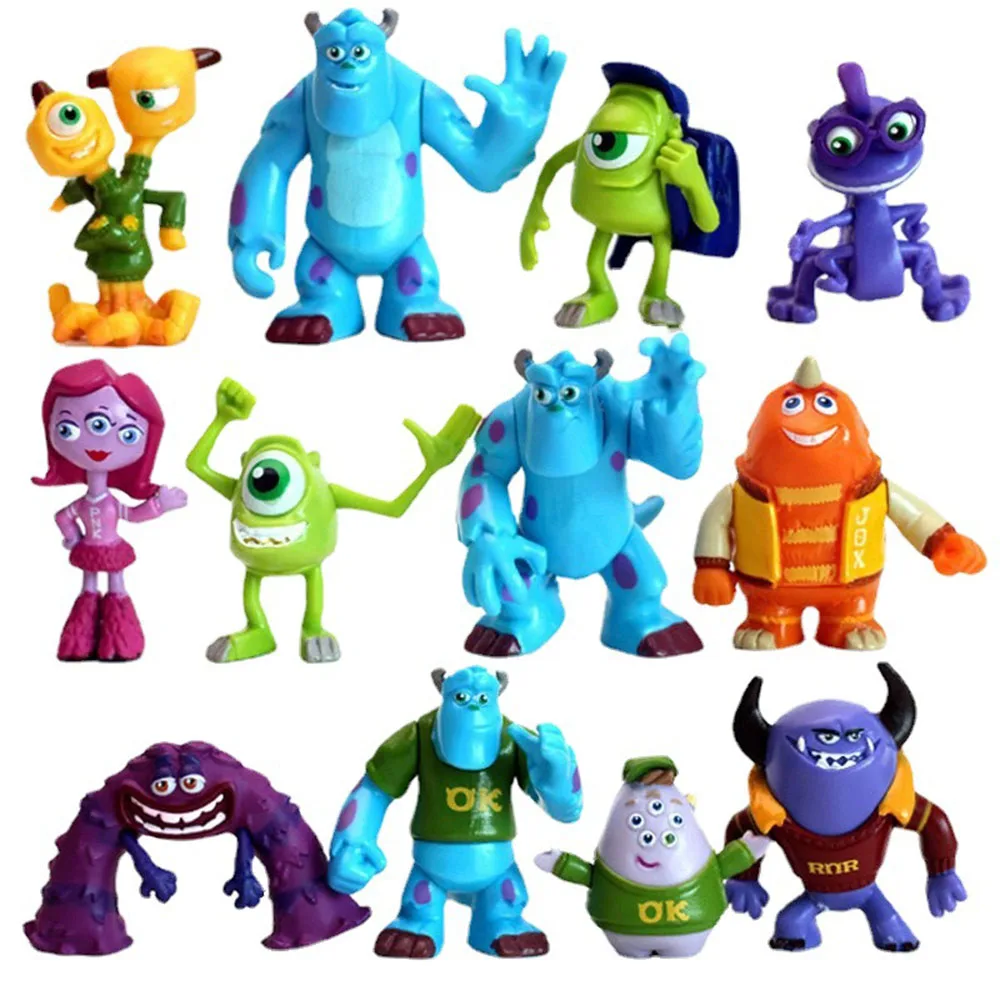 12Pcs/Lot Monsters University Inc. James P. Sullivan Michael Wozosky Cartoon Cute Model Gift Anime Pvc Kawaii Action Figure Toys