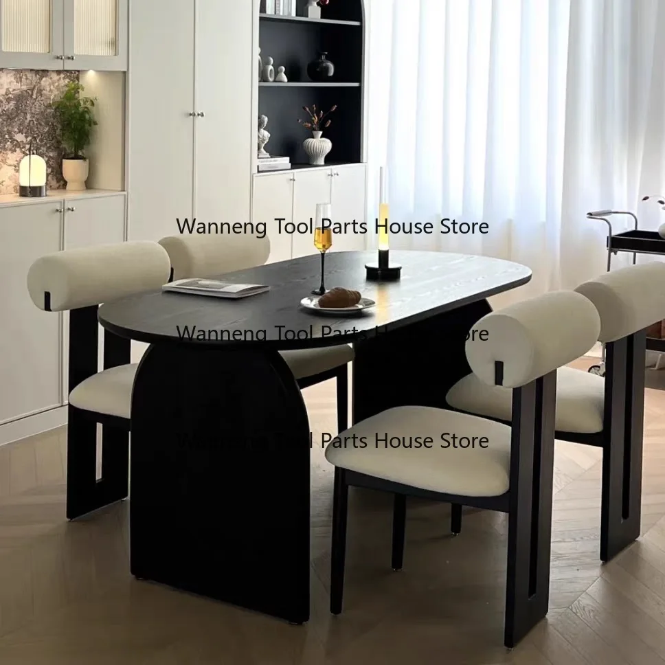 

Custom Solid Wood Dining Chair Set Ancient Chinese Style Oval Dining Table for Hotel Villa Restaurant Decor Durable Fabric