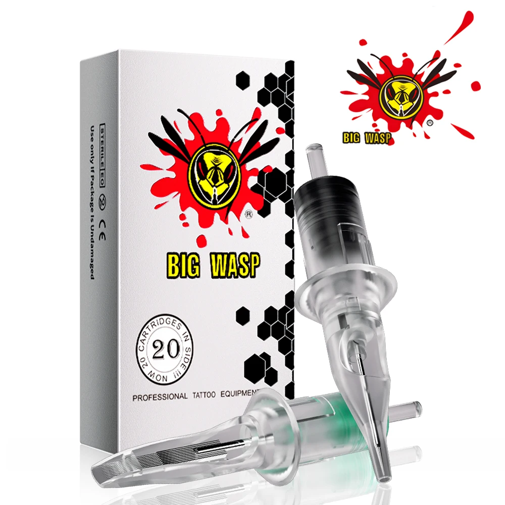 

BIGWASP Cartridges Tattoo Needle RL/RS/RM/M1 (20pcs/box) Disposable Sterilized Safety Cartridge Needles for Most Tattoo Machines