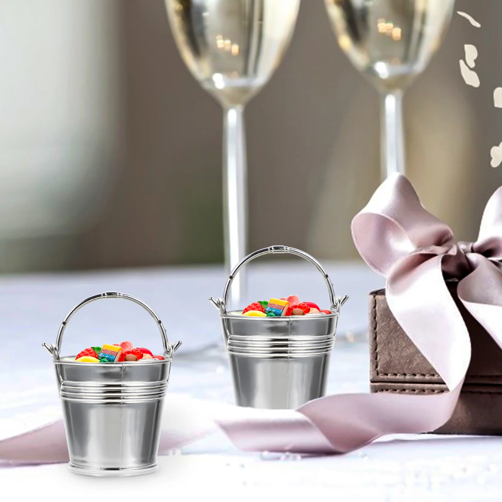 10Pcs Mini Plastic Bucket Snack Bucket Cookie Storage Bucket Mini Food Container Food Bucket Household Merchandises Candy Holder