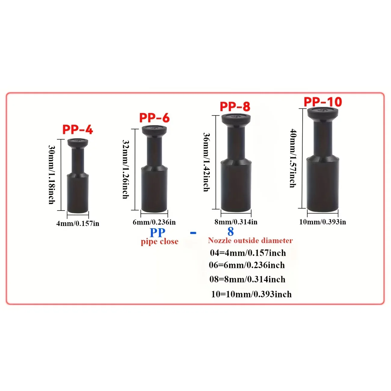 20Pcs Black Plastic Quick Connect Pneumatic End Caps, Leak-Proof Hose Plugs for 6MM Air & Water Pipe, Suitable for Pneumatic