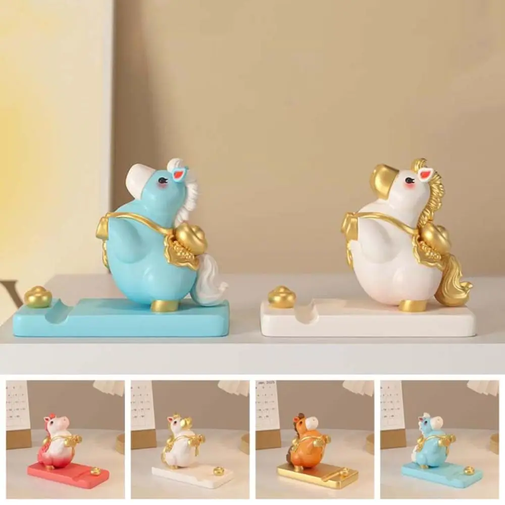 

Horse Mascot Zodiac Pony Phone Holder Resin Small Ornament Mobile Phone Stand Pony Shape 2026 Horse Year Cell Phone Bracket
