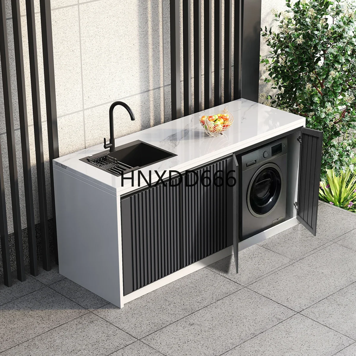 Outdoor wash basin aluminum alloy storage cabinet sink integrated