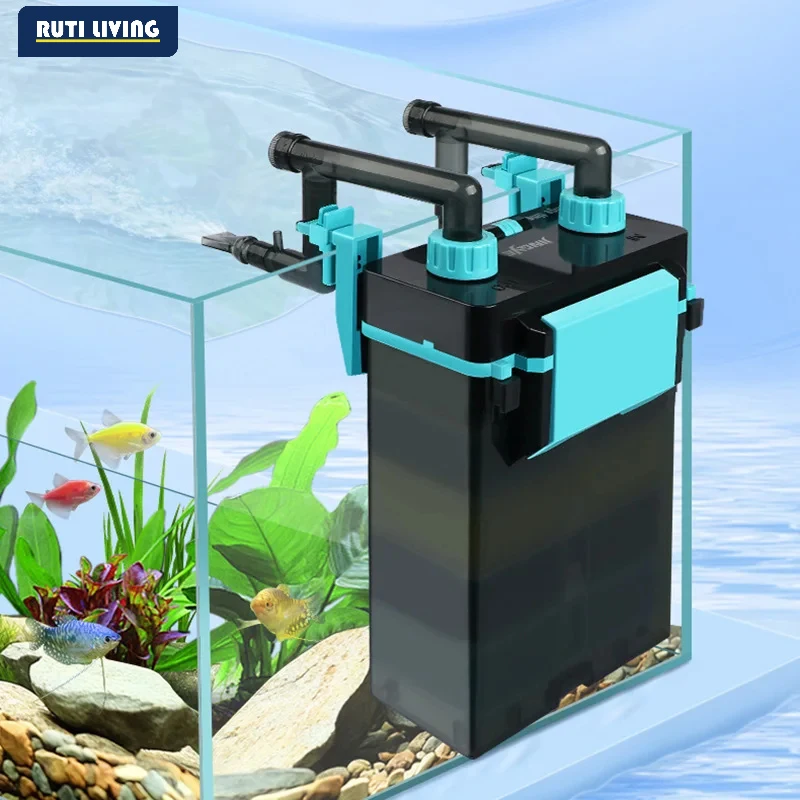 Silent Operation Aquarium Filter EU/US Plug Circulation System Fish Tank Filter Transparent Oil Removal Film Hang-On-Back Filter