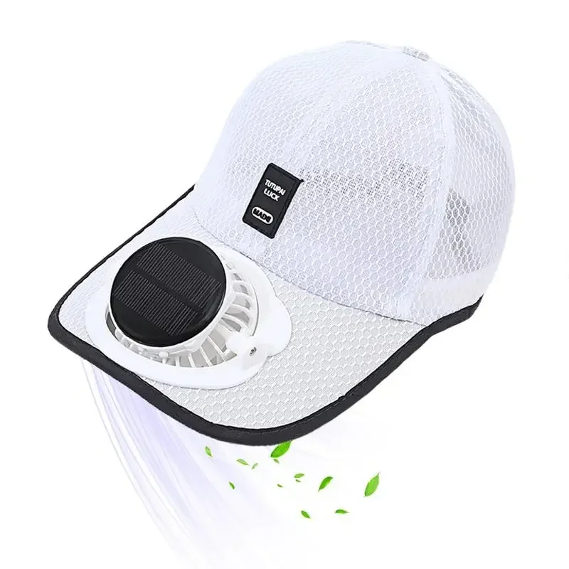 Ventilatore estivo/cappello da sole Donna Uomo Ventilatore Cappello da baseball Vento forte Raffreddamento Protezione solare Ventola Ventola di ricarica solare
