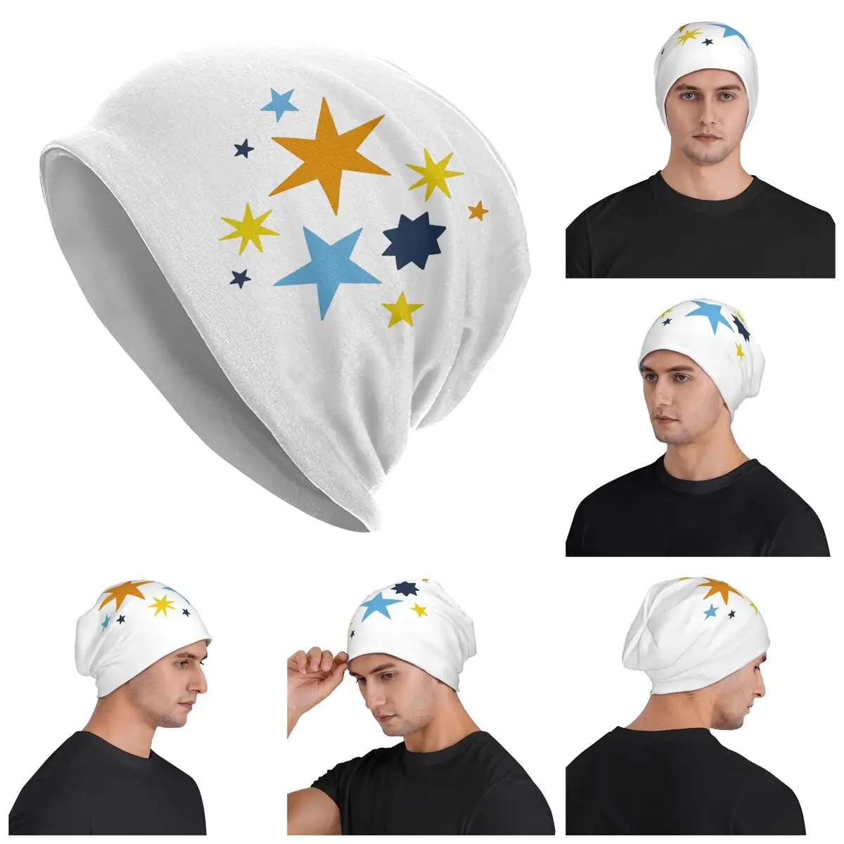 

Subtle Aroace Pride Stars (оранжевый и синий флаг) Теплая вязаная шапка в стиле хип-хоп Шапка-капот Осень-зима Уличные шапки Шапки для взрослых