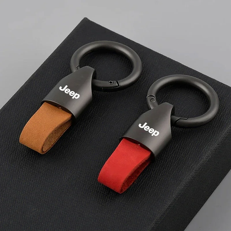 

Suede Leather Car Keychain Metal Key Ring Luxury Auto Key Holder Accessories For Jeep Wrangler Grand Cherokee Compass