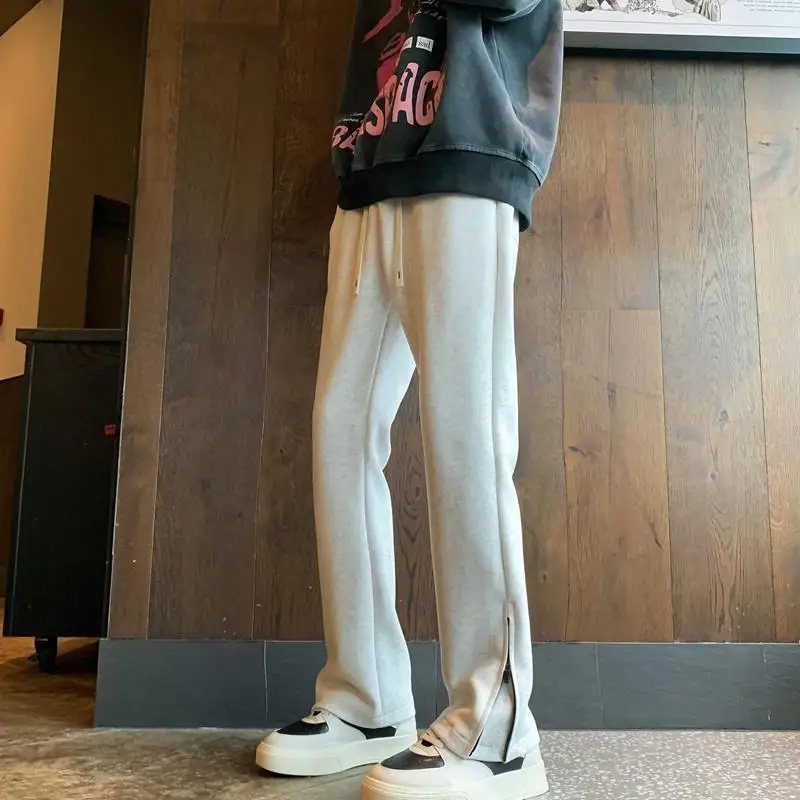 

Men's Trendy Zippers Straight Leg Casual Sports Pants for Spring Autumn Fashion Versatile Sweatpants​ for Youth Teens