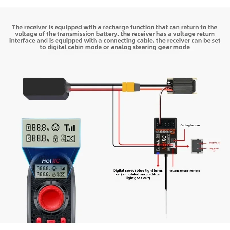 Para hotrc ds600 6ch 2.4ghz transmissor de sistema de rádio de controle remoto com receptor de 6 canais F-06A para barco rc