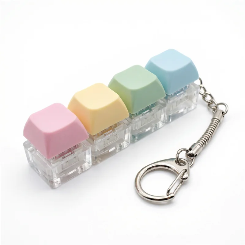 Multicolored Mini Keyboard Clicker Keychain Mechanical Switch Sensory Toy Press Decompression Tactile Click Sound Pocket Fidget
