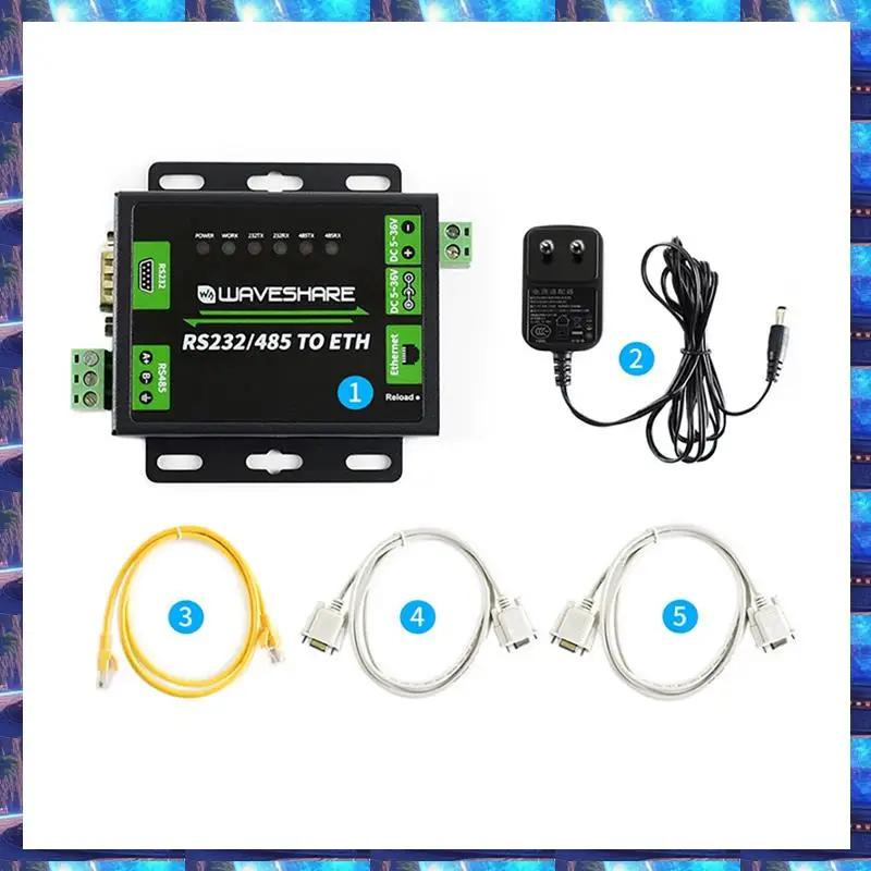 2025-waveshare-rs232-rs485-to-network-port-module-dual-serial-port-eth-rj45-industrial-grade-two-way-transparent-transmissionwa