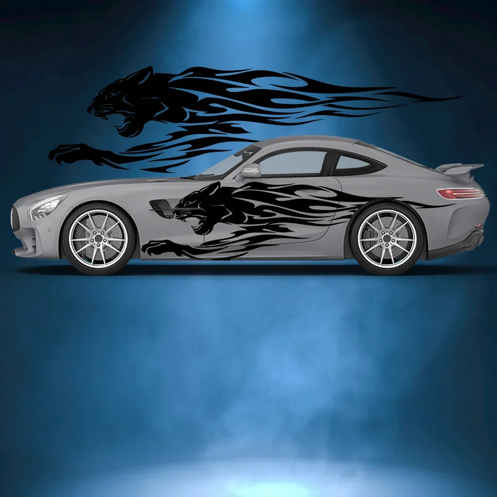 

Running Black Flame Leopard Car Side Sticker Vinyl Self-adhesive Paper Motorsport Paint Decal Suitable for Truck Suv Decoration