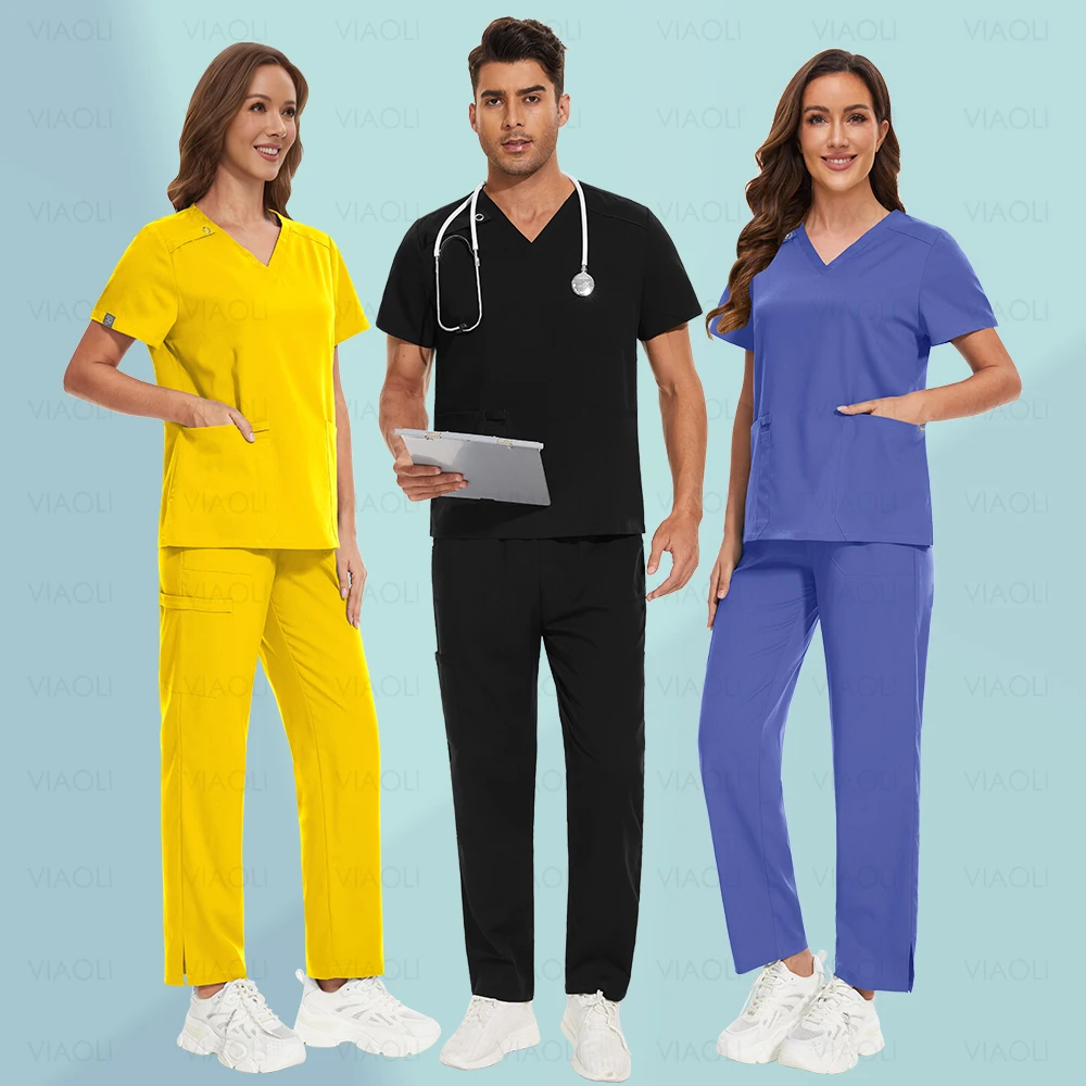 Woman Men Hospital Clinical Nurse Uniforms High Quality Surgical Uniform Beauty Salon Spa Tops Pants Medical Nursing Scrubs Sets