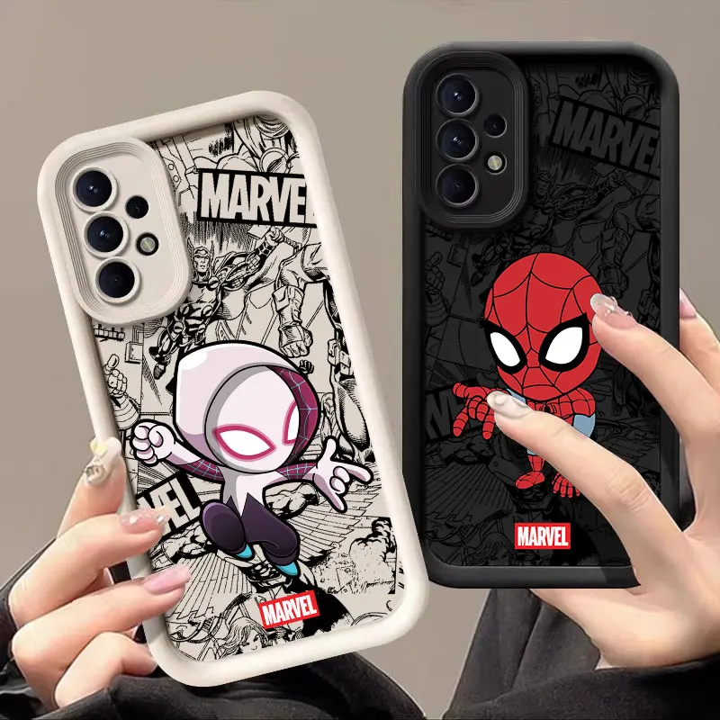 Marvel Spiderman Gwen Case For Samsung Galaxy A57 A56 5G A37 A36 A17 A07 A26 A16 A06 A55 A52 A14 A73 A34 Ironman Silicone Cover
