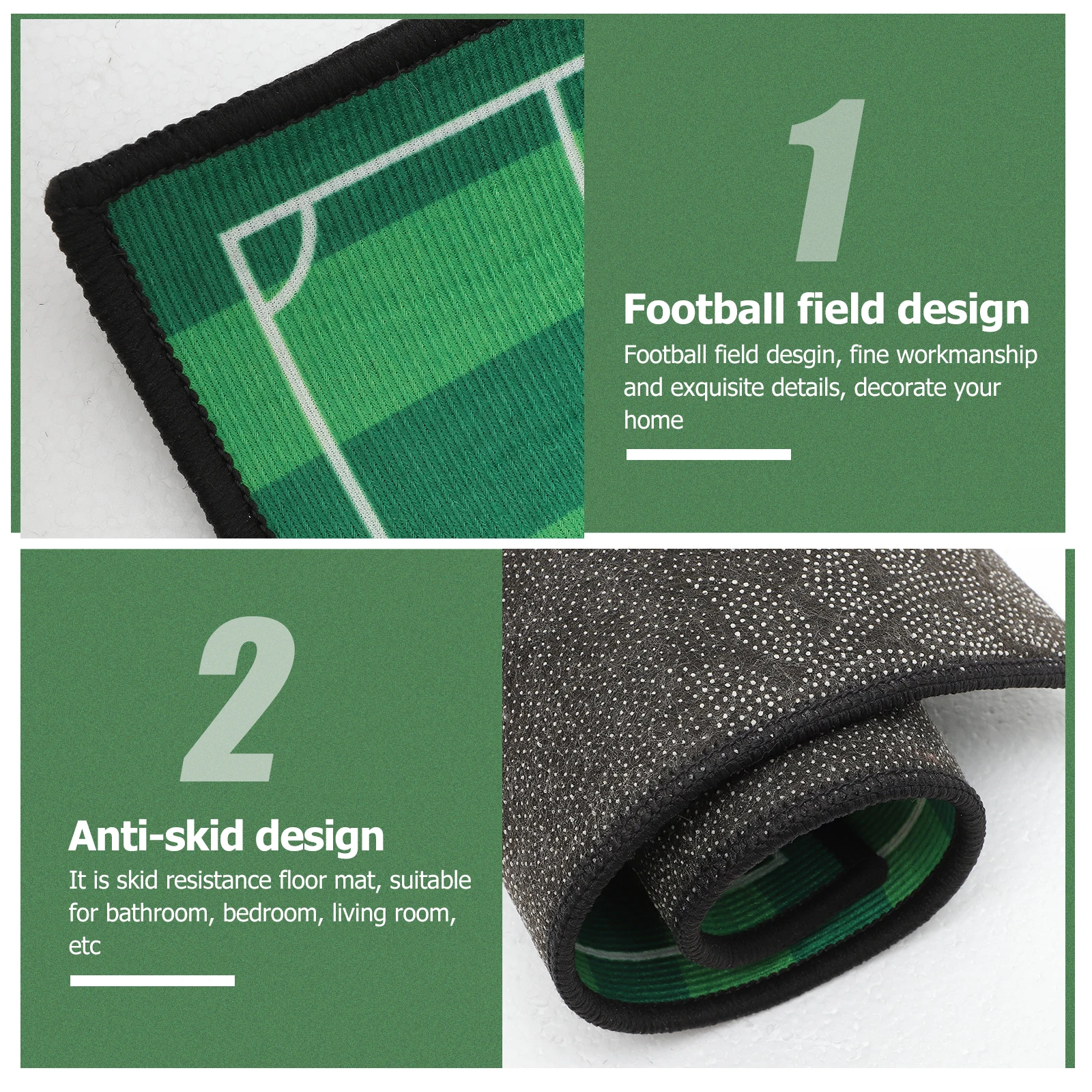 

Football Field Floor Mat Soft Flannel Skid Resistance Non Slip Carpet Bathroom Bedroom Living Room Floor Rug Flannel Mat