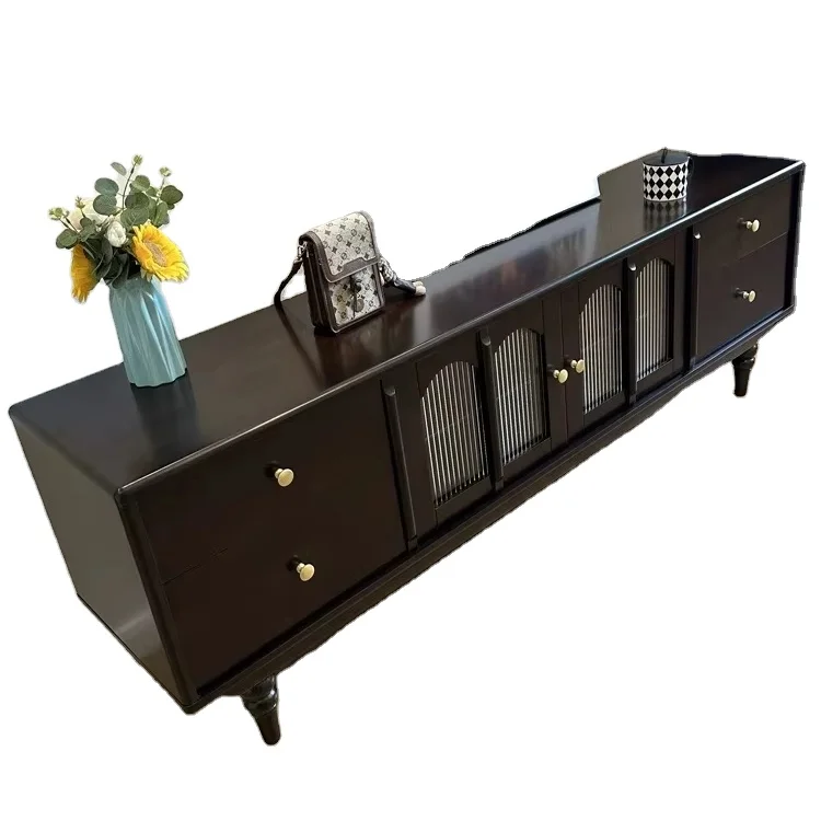 

Modern TV Cabinet Wood Entertainment Center TV Stand With Storage
