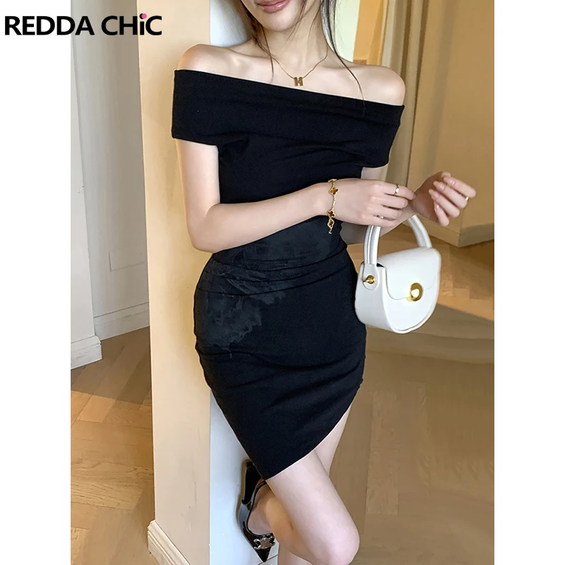 

Черное платье REDDACHiC с неровным подолом для женщин, сексуальное облегающее мини-платье с принтом бабочек, элегантная и красивая одежда