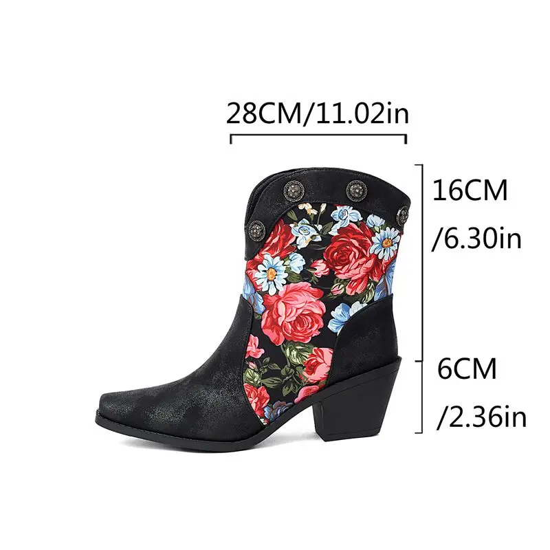 

Girseaby Design Female Boots Toe Block Heel 6cm Rivets Slip On Big Size 45 46 47 Daily Ankle Booty