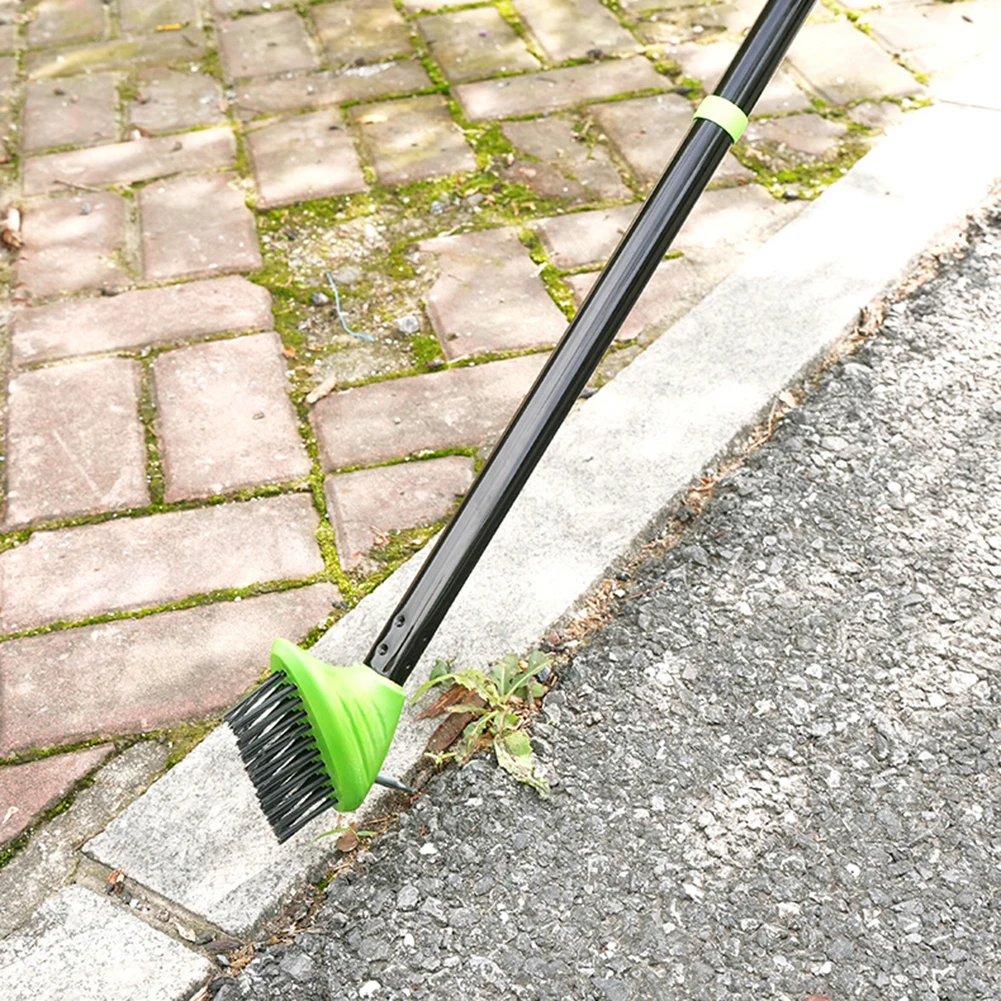 Patios Weeding Brush With Long Handle Steel And Nylon Bristles Wooden Deck Crevices