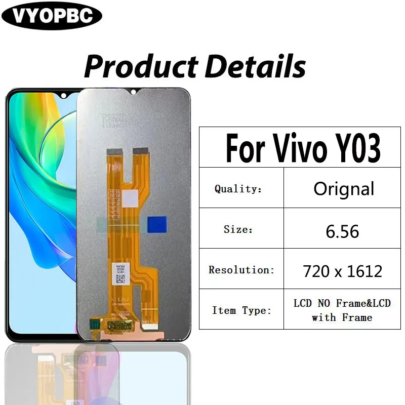 LCD Touch Screen Digitizer Assembly Display For VIVO Y03 V2332 6.56\