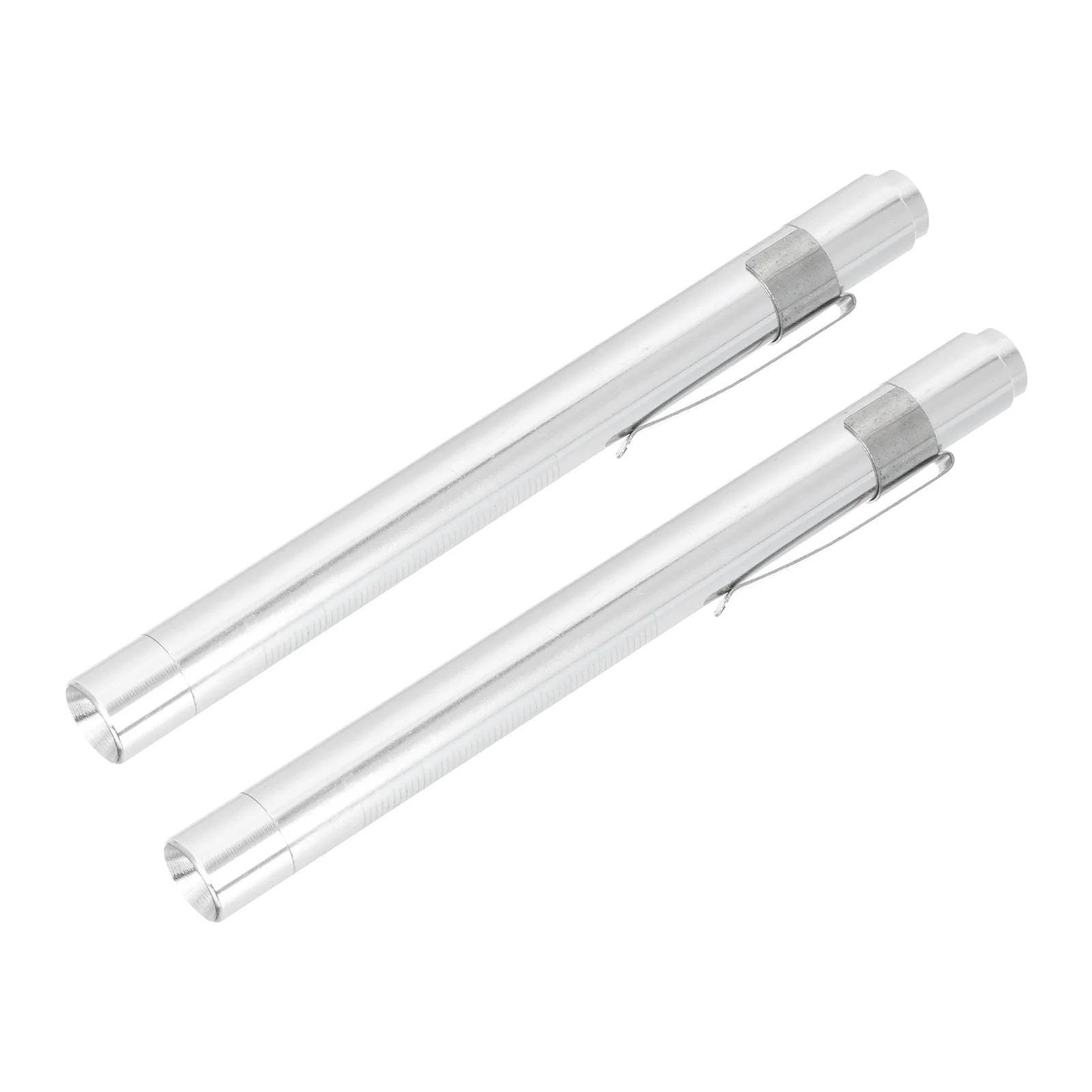 2 Pcs Pen Light Pupil Lights Oral Checking Aluminum Alloy Portable Inspection Lamp Silver for Doctors Nurse
