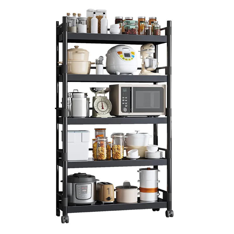

Kitchen Multifunctional Shelf Floor-to-ceiling Multi-layer Simple Shelf Sundries Storage Rack Pot Rack Oven Microwave