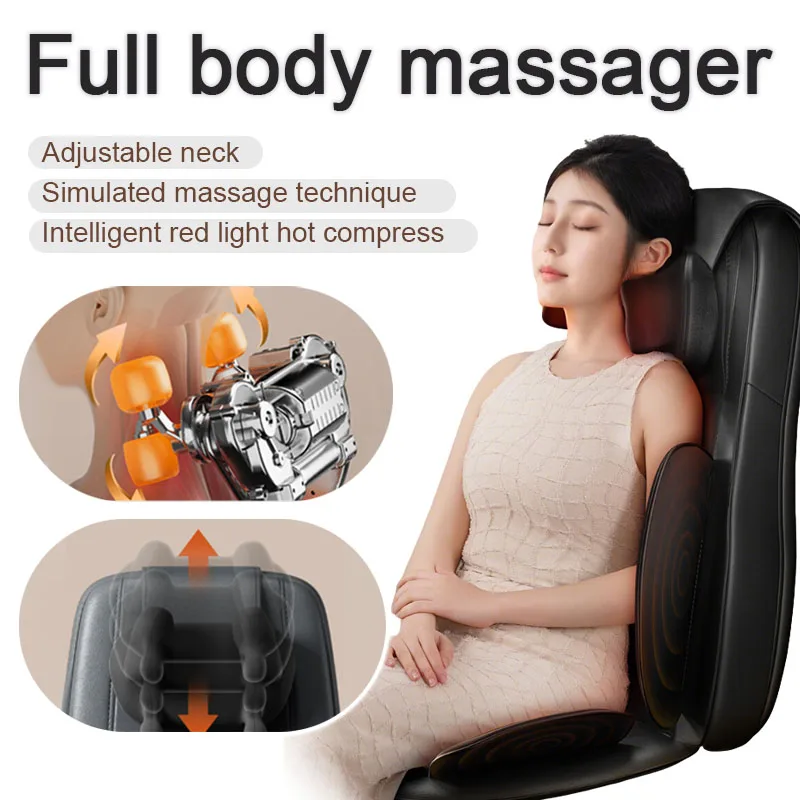 

Dual purpose multifunctional neck and lumbar massage device with automatic hot compress, kneading, and full body massage pad