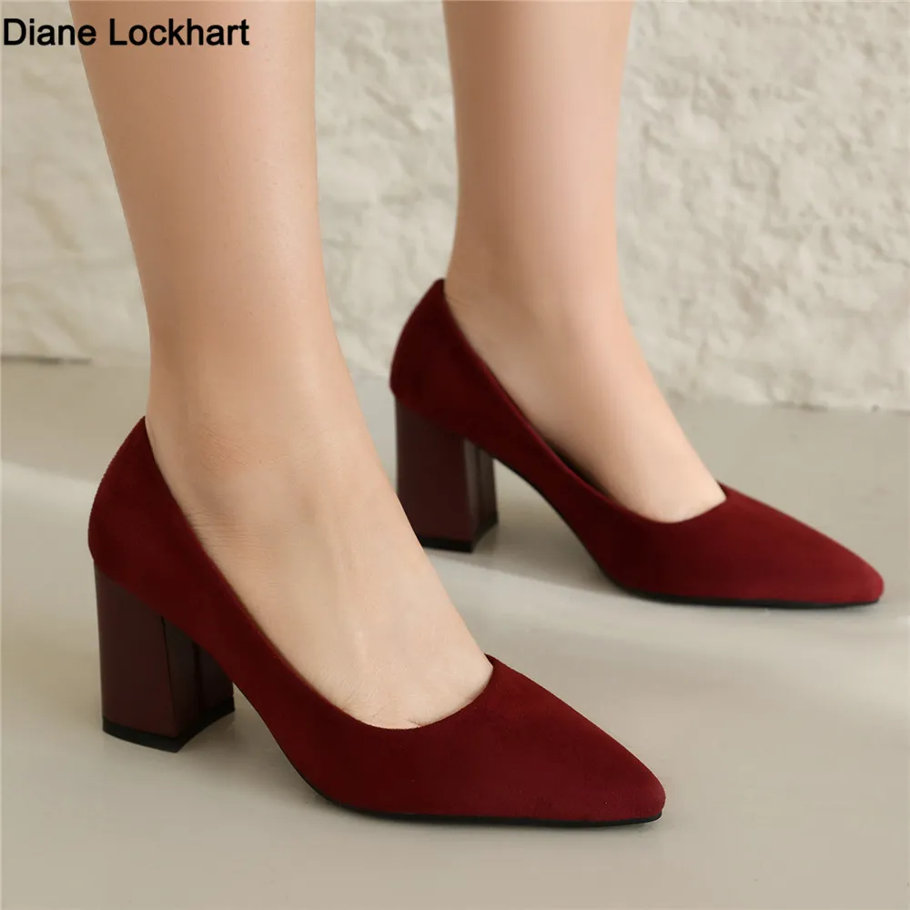 

2024 Spring Women Pumps Velvet High Heels Ladies Shoes Elegant Pointed Toe Wedding Female Shallow Shoes Autumn Big Size 32-46