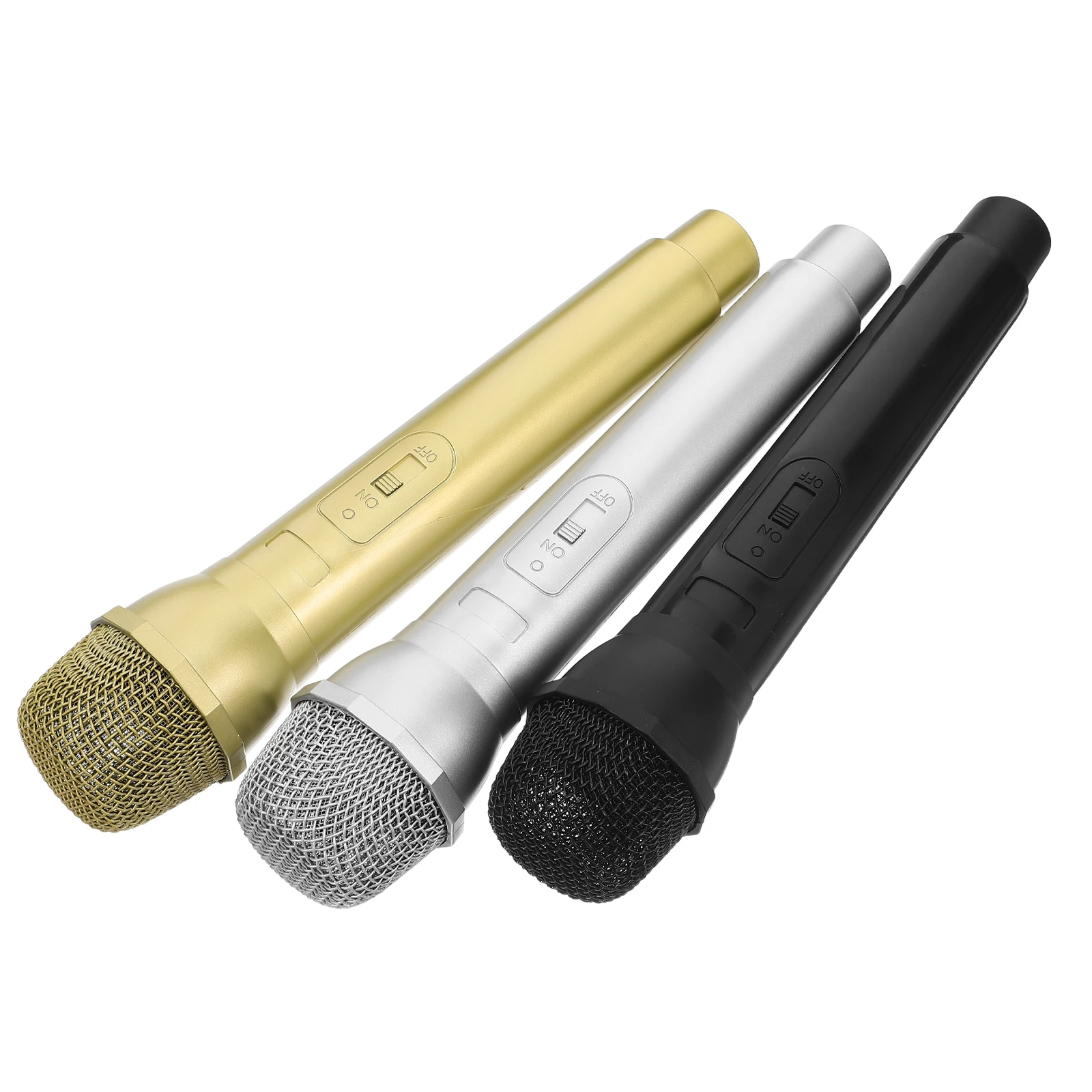 

3Pcs Children Pretend Microphone Simulation Mic Plastic Handheld Props Stage Role Play Singing Party Props Fake Microphone Prop