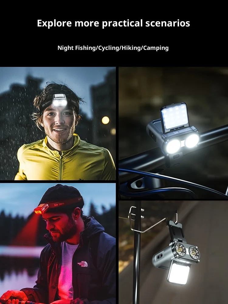 ไฟฉายคาดศีรษะ LEM Owl Pro รุ่น LED/COB กำลังสูง สำหรับกิจกรรมกลางแจ้ง ปีนเขา ไฟฉายคาดศีรษะแบบชาร์จไฟได้ ความจุแบตเตอรี่ 1500mAh ความสว่าง 900 ลูเมน เหมาะสำหรับตกปลา