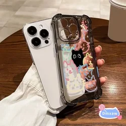 For Google Pixel 9 8 8A 7 Pro 7A 6A 6 Pro Phone Case Cute Black Cat Four-Corner Anti-Fall Soft Covers