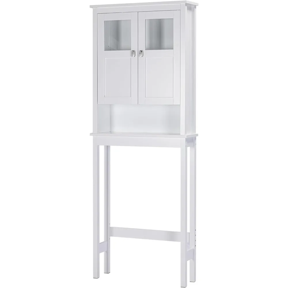 Bathroom Cabinet Over Toilet, Bathroom Storage Cabinet with Glass Doors and Adjustable Shelves, Over The Toilet Storage Cabinet