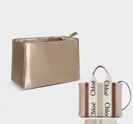 Dupont Paper Purse Organizer Insert Fit for Chloe Woody Tote Lightweight Makeup Storage Bag In Bag Zipper Inside Storage Insert