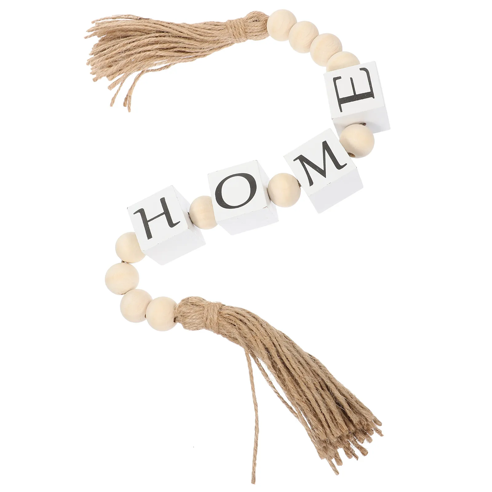 

Wooden Beads Garland Tassels String Home Decor Rustic Coffee Bar Hanging Pendant Wooden Beads Garland Tassel Pendent