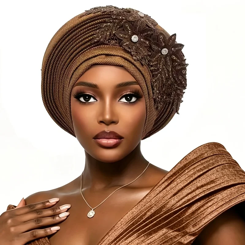 New Style, High-End, Layered, Solid Color, Embellished Pullover Hat for Women, Fits the Head Shape, Exquisite and Full of Elegance, Available in Multiple Colors, Suitable for Weddings, Celebrations, Cultural Events, Di