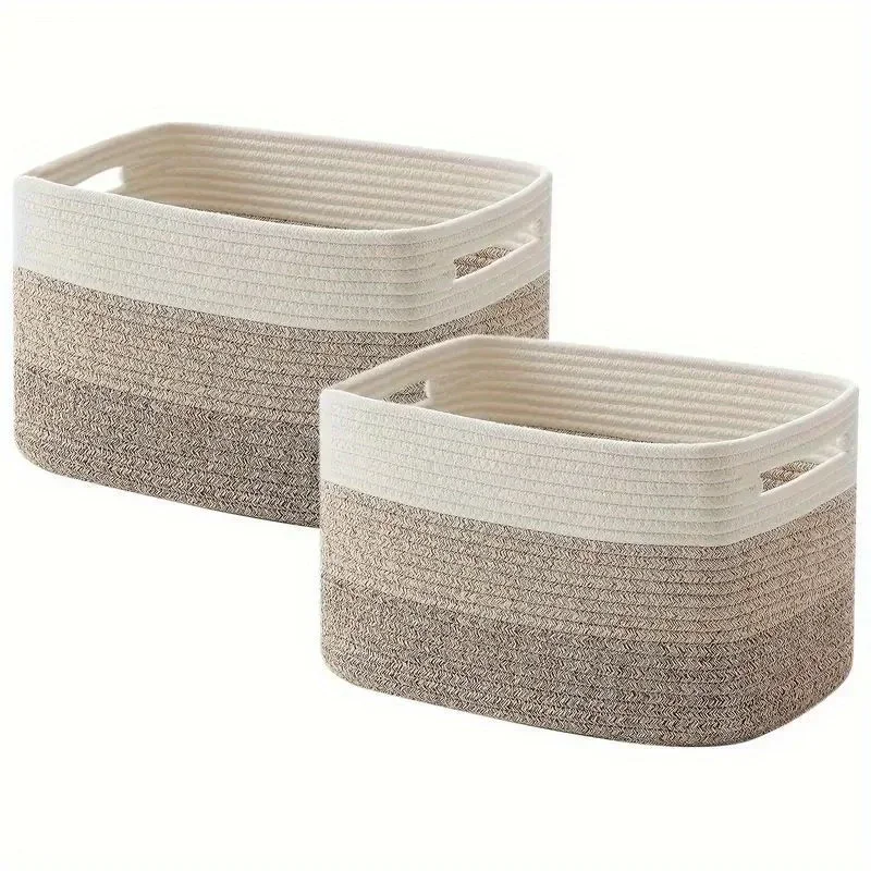 1 Bohemian Style Cotton Rope Woven Storage Basket, Large Capacity Toy, Home Decoration, Christmas and New Year Gift Organizer
