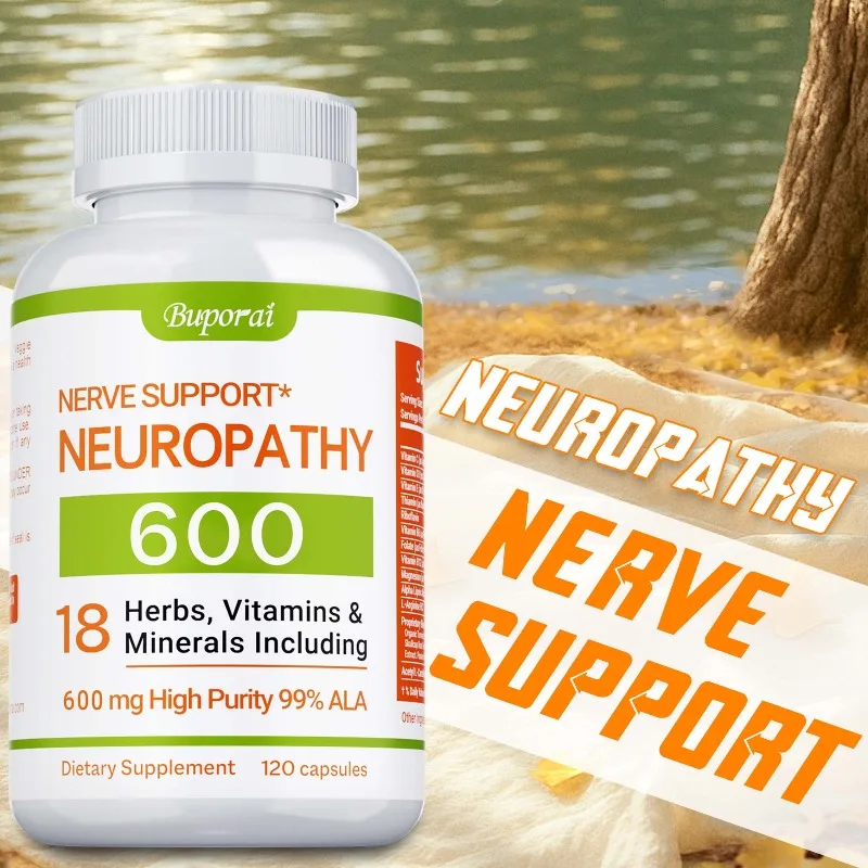 Neuropathy Support Supplement 600mg - Supports Cellular Energy,  Reduces Stress,Promotes Nerve and Brain Function Health,Non-GMO