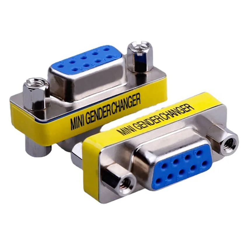 1pc DB9 MINI Gender Changer adapter RS232 Com D-Sub to Male Female VGA plug connector 9Pin