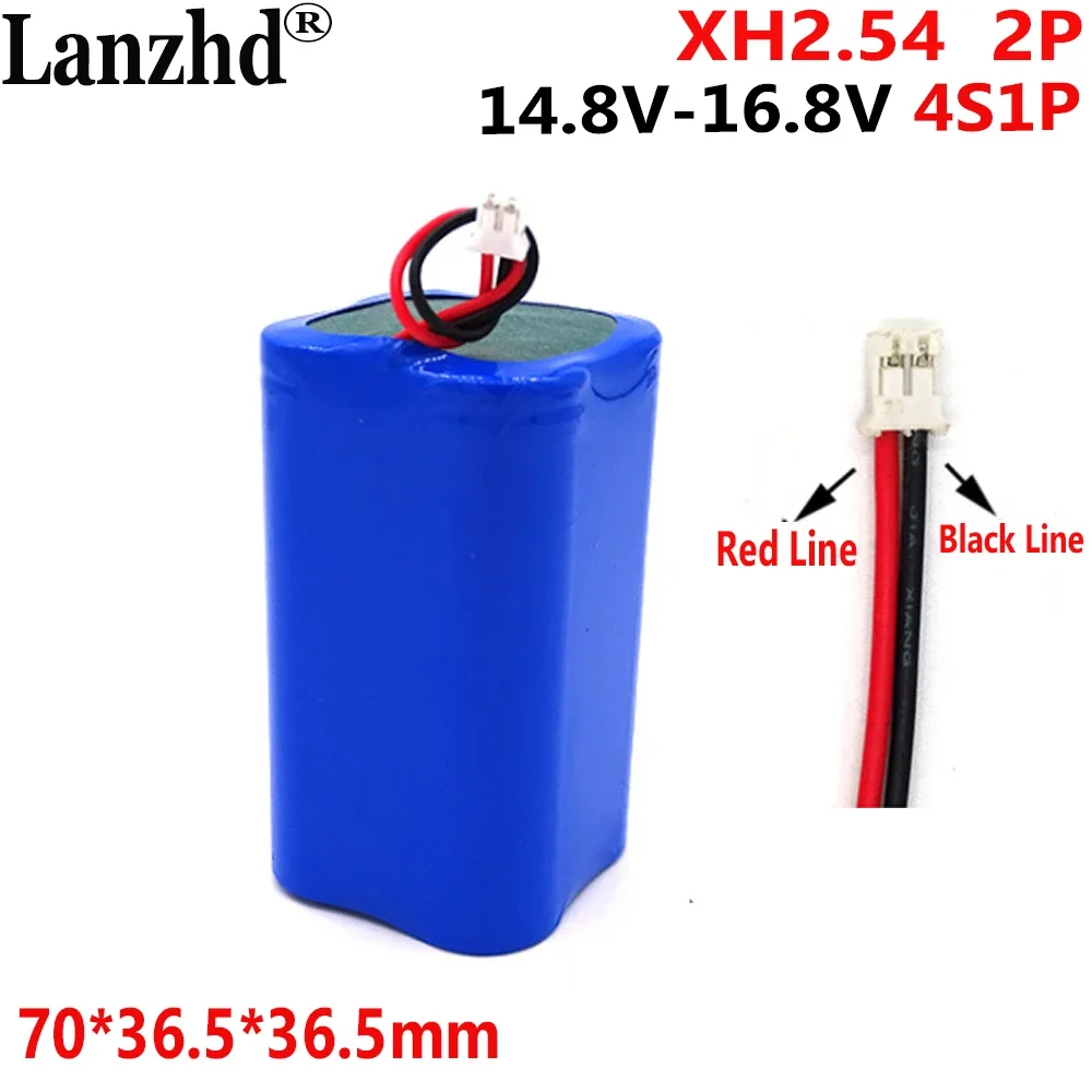 

16.8V 18650 lithium battery pack 4S1P XH2.54 2P For strings 14.8V Sweeper large speaker LED light Medical instrument Power tools