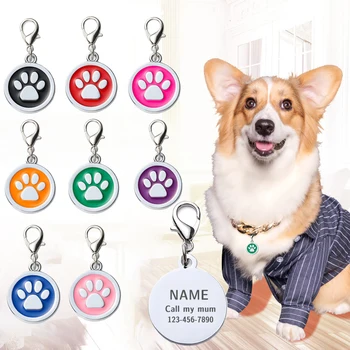 Collar de perro personalizable, etiquetas de dirección para perros, medalla con nombre grabado, accesorios para cachorros y gatitos, cadena de collar de gato personalizada